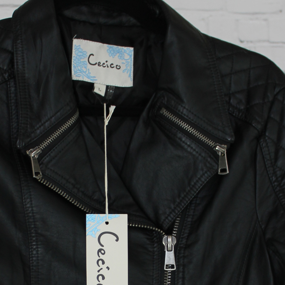 CECICO Black Faux Leather Bomber Jacket - Picture 2 of 4